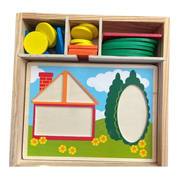 Melissa & Doug wood geometric shapes beginner pattern blocks & boards puzzle set - Picture 1 of 4